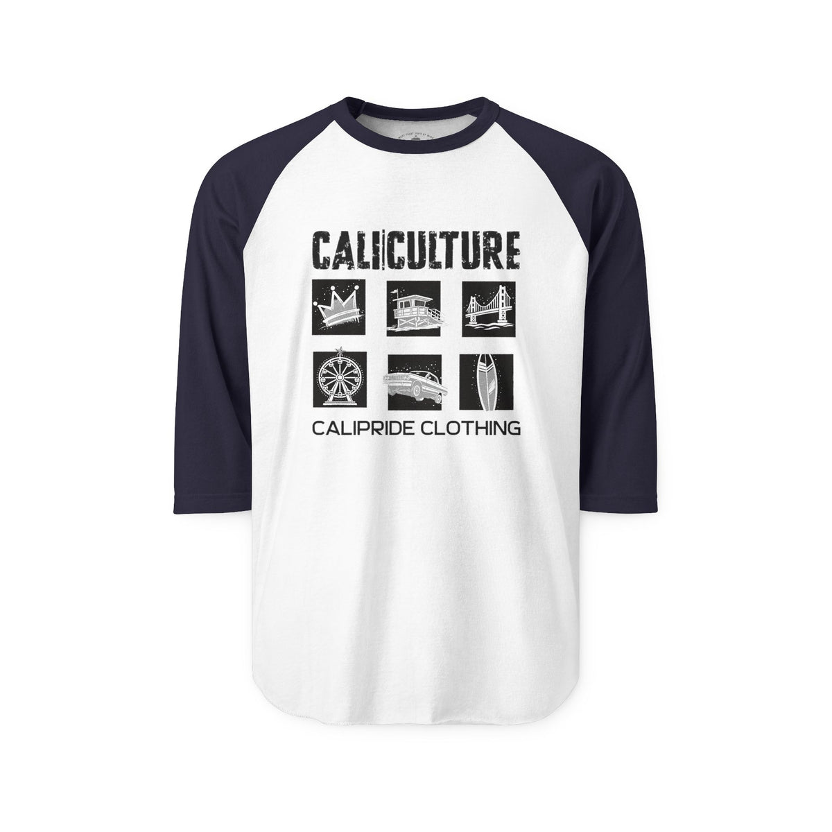 Skate & Surf Collection - CALI | CULTURE, Icon Stamp, Graphic Raglan Tee — CaliPride Clothing