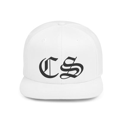 Concrete & Scars Skatewear Collection - CS Old English Embroidered, black logo, Hat | Flat Bill Snapback - CaliPride Clothing