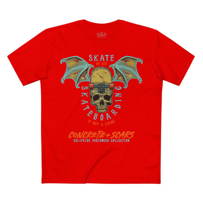 Concrete & Scars Collection - Skate or Die Winged Skull, Graphic T-Shirt — CaliPride Clothing