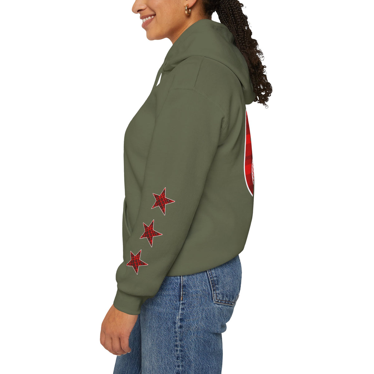 Skate & Surf Collection - CALI | CULTURE, Red Plaid Emblan w Stars Hoodie - CaliPride Clothing