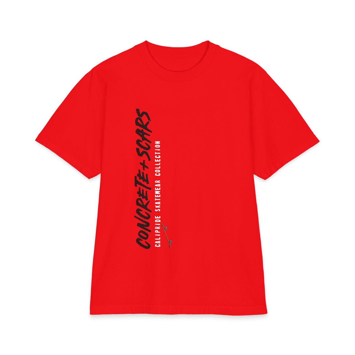 Concrete & Scars Skatewear Collection - Concrete Scars + Skateboard, Graphic T‑Shirt — CaliPride Clothing
