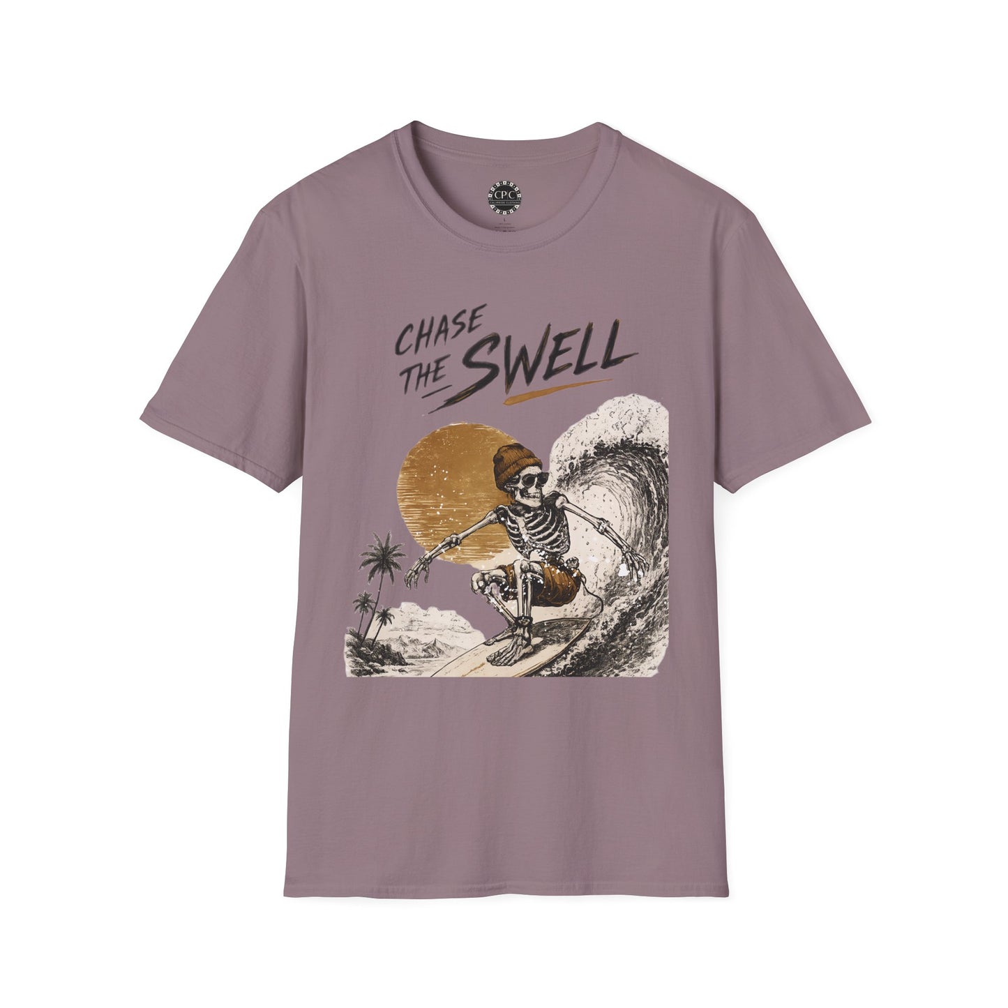 Skate & Surf Collection - "Chase the Swell", Vintage Skeleton Graphic T-Shirt — CaliPride Clothing