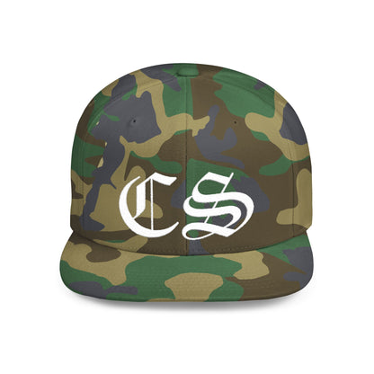 Concrete & Scars Skatewear Collection - CS Old English Embroidered, white logo, Hat | Flat Bill Snapback - CaliPride Clothing