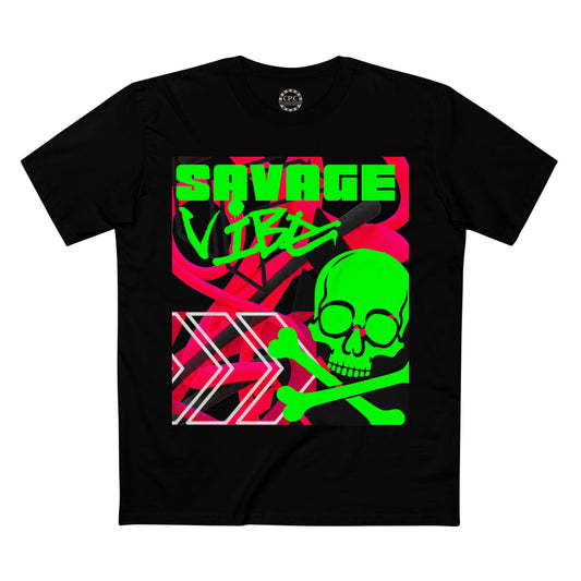 Urban Underground Collection | Savage Vibe series - Skull Trax, Neon Green & Pink, Premium Graphic Tee — CaliPride Clothing