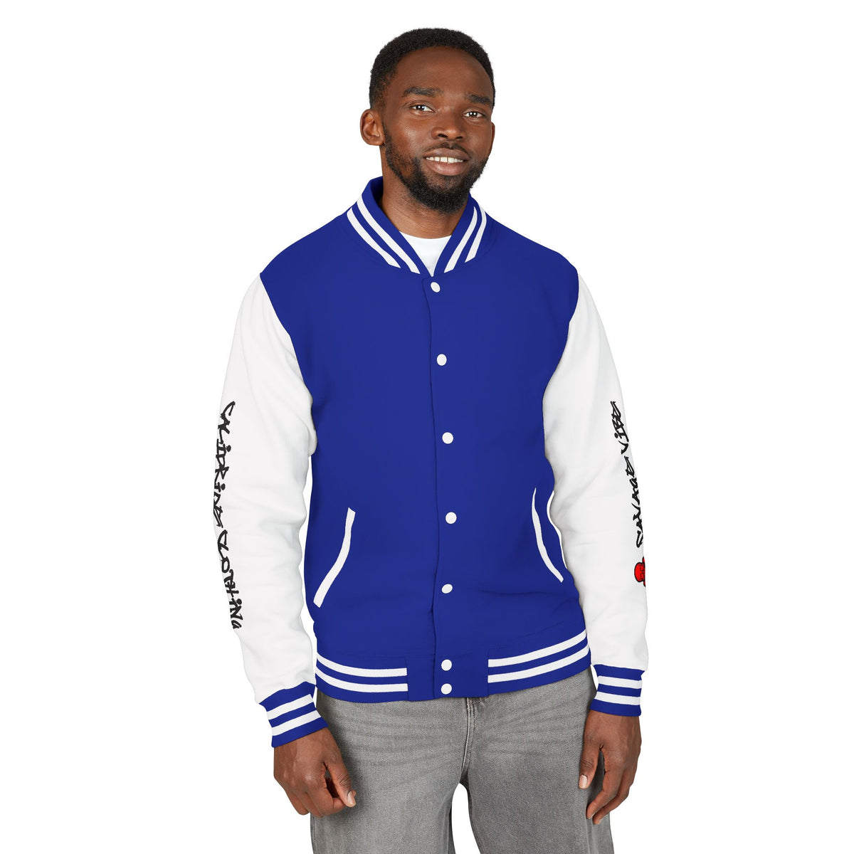 Urban Underground Collection - Savage Vibe, Bone Drop Graphic Letterman Jacket | CaliPride Clothing