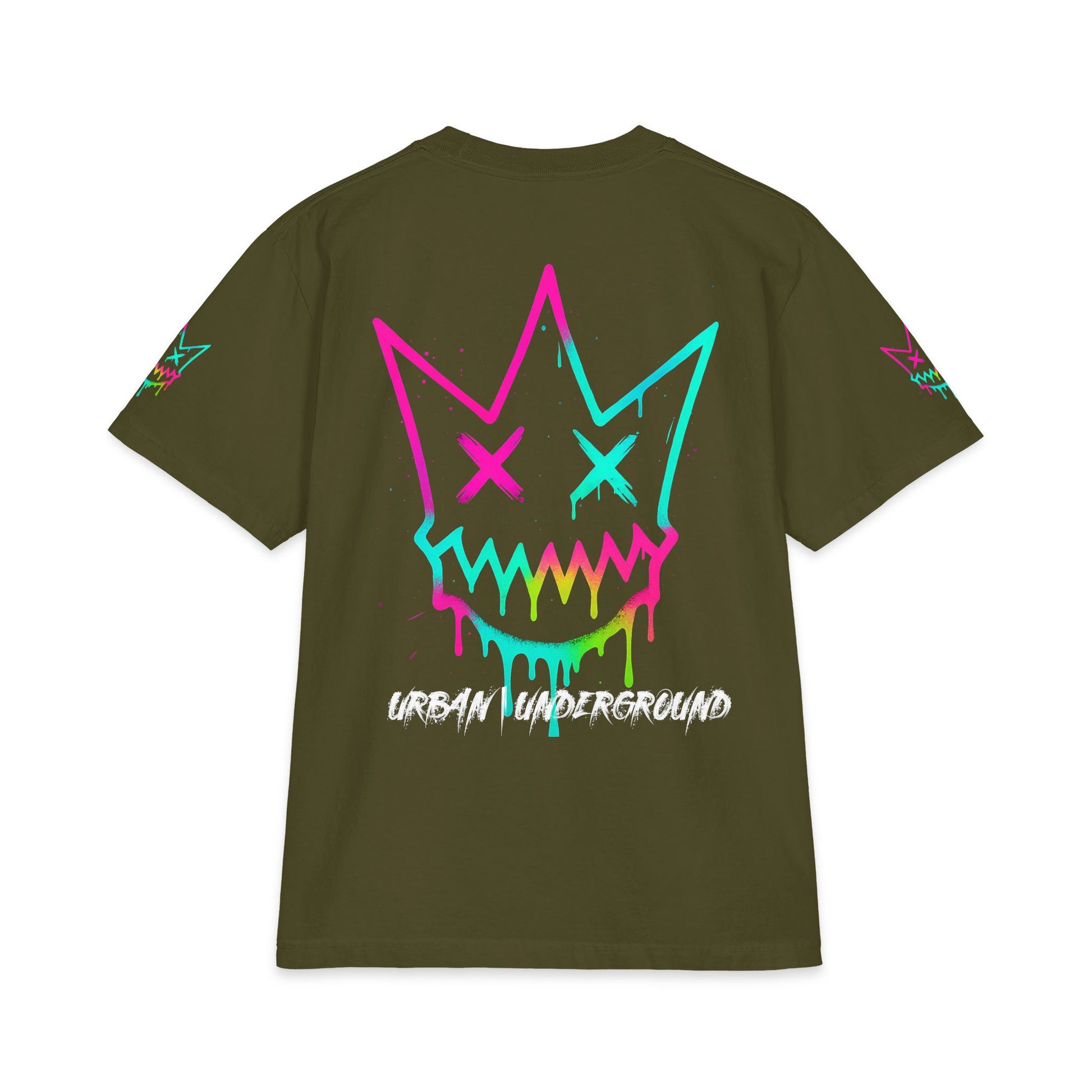 Urban Underground Collection - Neon Drip, Crown Face, Graphic 4-way T Shirt - CaliPride Clothing