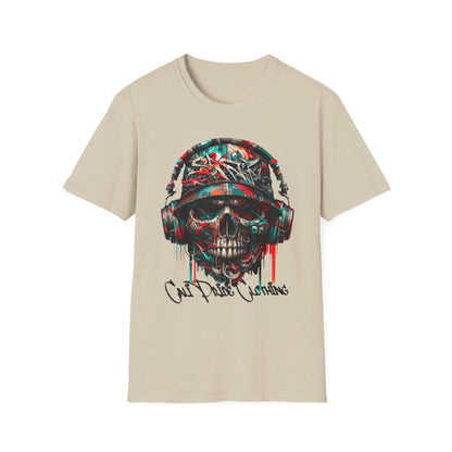 Graffiti Skull with Headphones Graphic T-Shirt - CaliPride Clothing