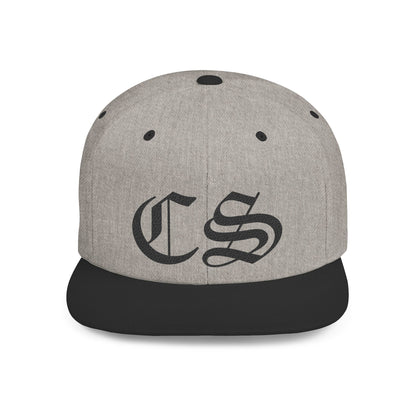 Concrete & Scars Skatewear Collection - CS Old English Embroidered, black logo, Hat | Flat Bill Snapback - CaliPride Clothing