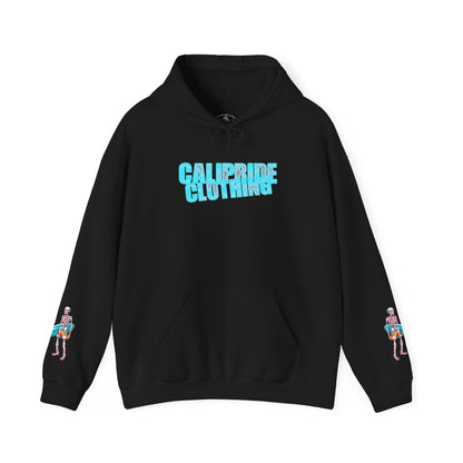 Surf & Beach Collection - Skeleton Sunset Surfer, Graphic Hoodie - CaliPride Clothing