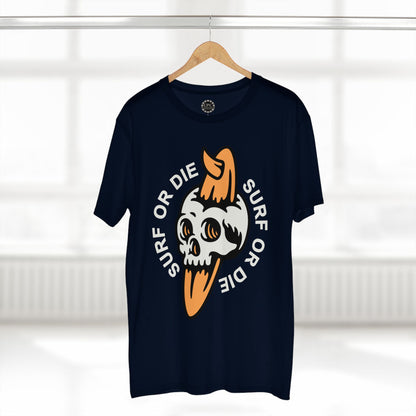 Surf & Beach Collection - "Surf or Die" Skull and Board, Premium Graphic Tee — CaliPride Clothing