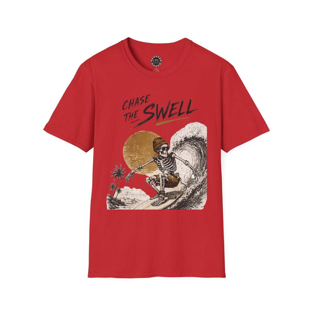 Skate & Surf Collection - "Chase the Swell", Vintage Skeleton Graphic T-Shirt — CaliPride Clothing