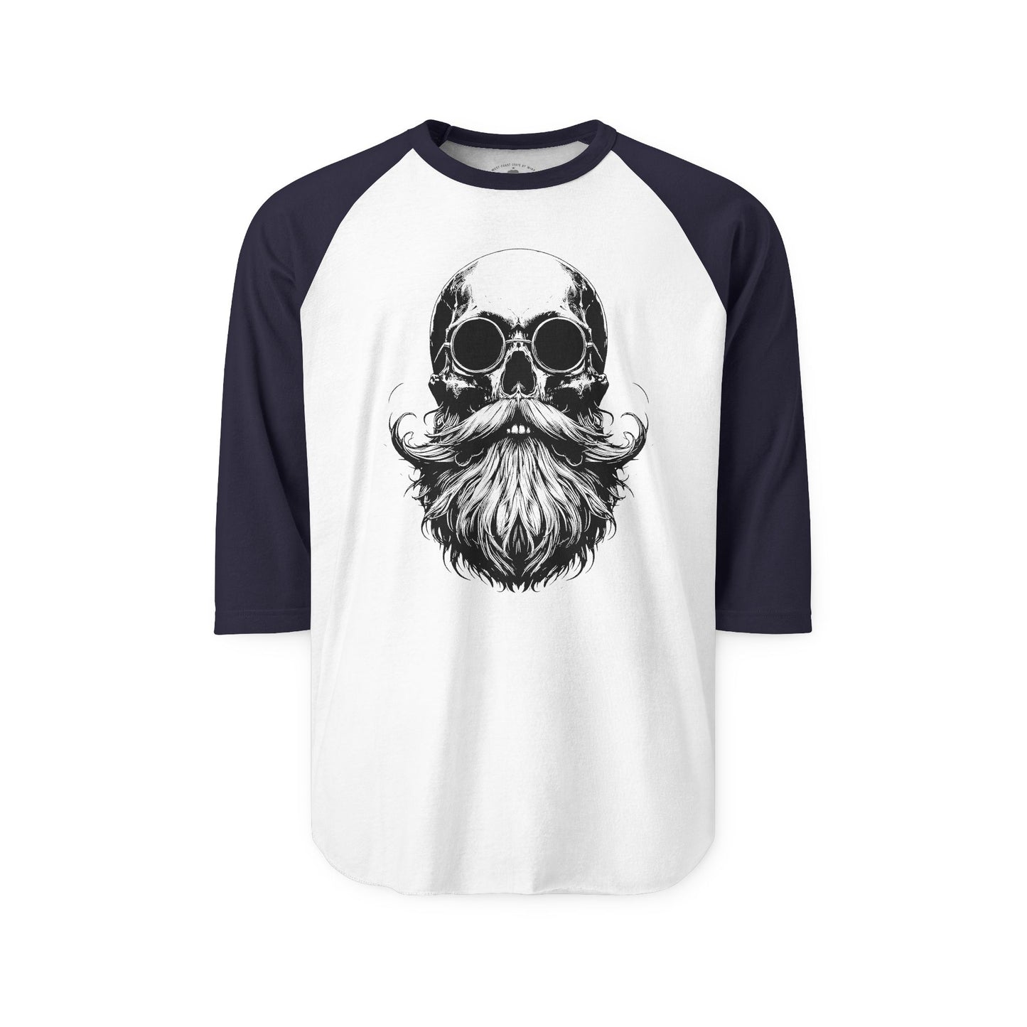 Pacific Works Collection - Raglan, Vintage Bearded Skull Graphic Raglan Tee — CaliPride Clothing