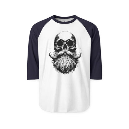 Pacific Works Collection - Raglan, Vintage Bearded Skull Graphic Raglan Tee — CaliPride Clothing