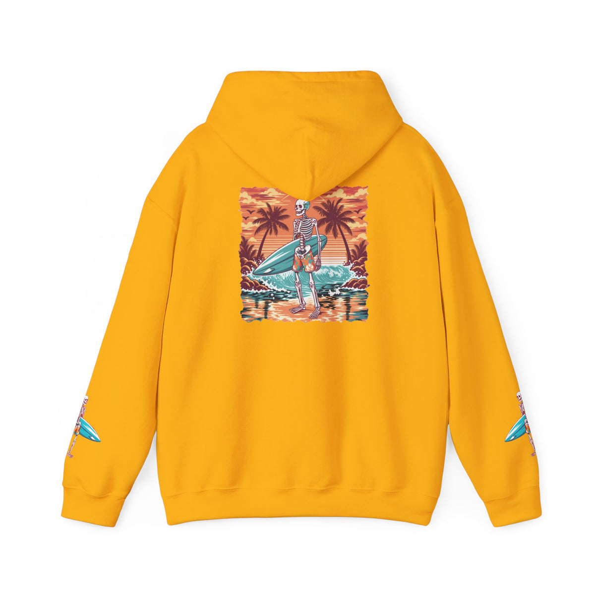 Surf & Beach Collection - Skeleton Sunset Surfer, Graphic Hoodie - CaliPride Clothing