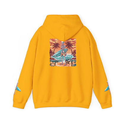 Surf & Beach Collection - Skeleton Sunset Surfer, Graphic Hoodie - CaliPride Clothing