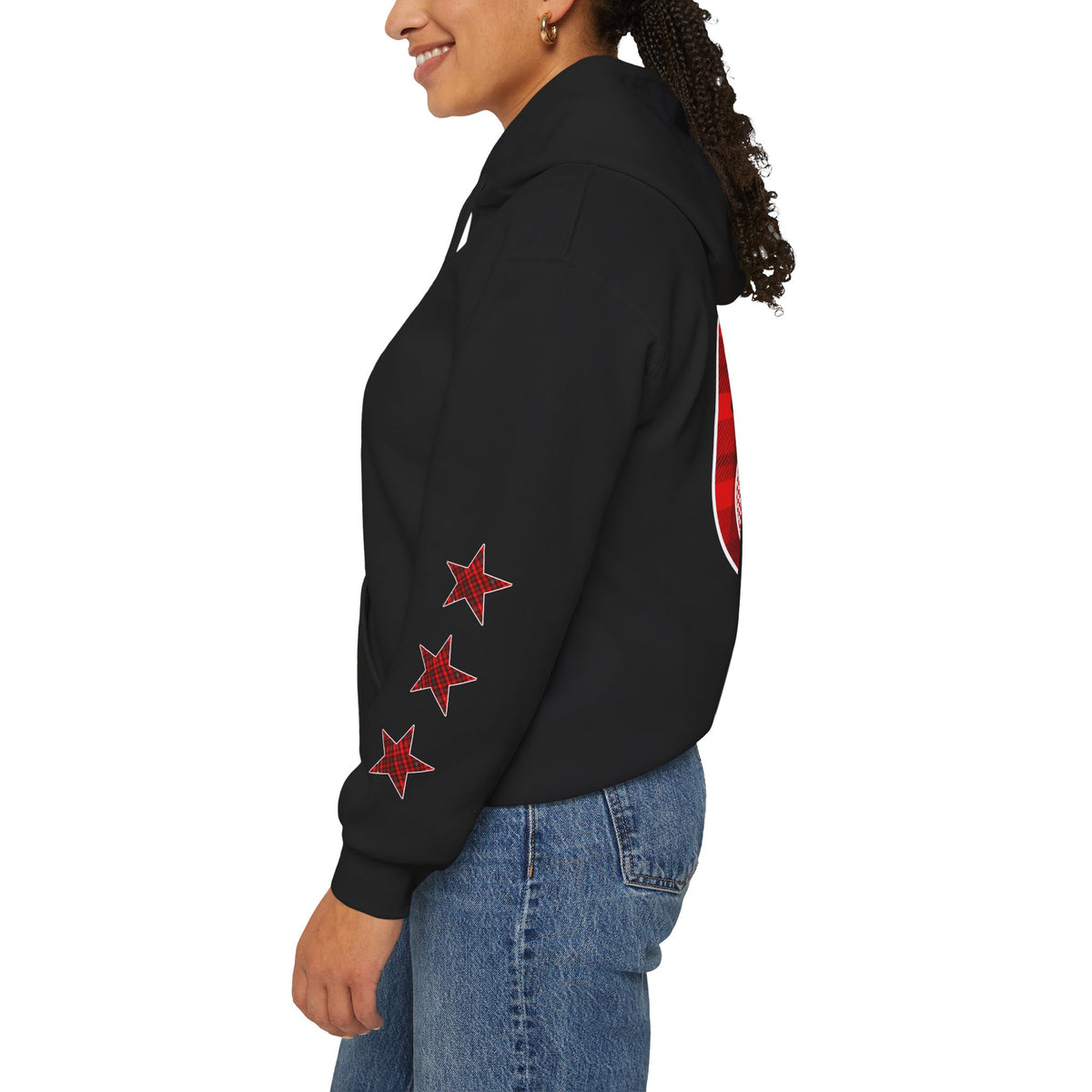 Skate & Surf Collection - CALI | CULTURE, Red Plaid Emblan w Stars Hoodie - CaliPride Clothing