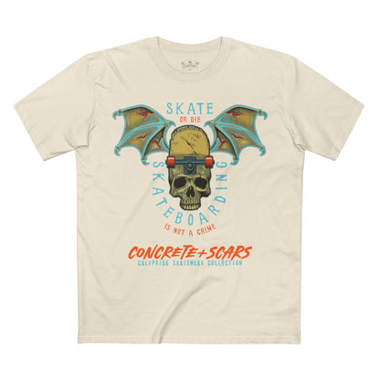 Concrete & Scars Collection - Skate or Die Winged Skull, Graphic T-Shirt — CaliPride Clothing