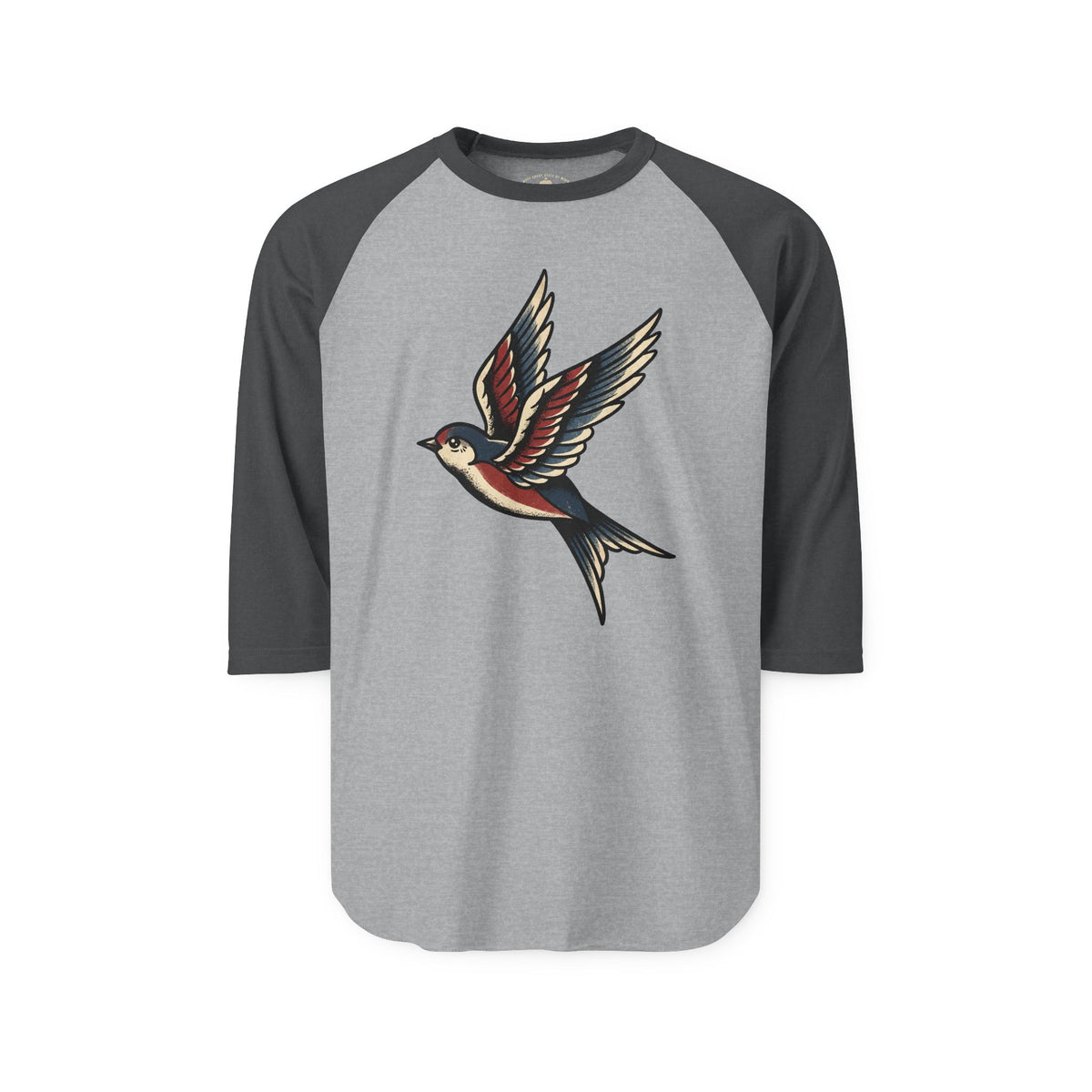 Pacific Works Collection - Raglan, Vintage Flying Swallow Graphic Raglan Tee — CaliPride Clothing