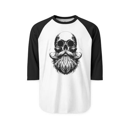 Pacific Works Collection - Raglan, Vintage Bearded Skull Graphic Raglan Tee — CaliPride Clothing