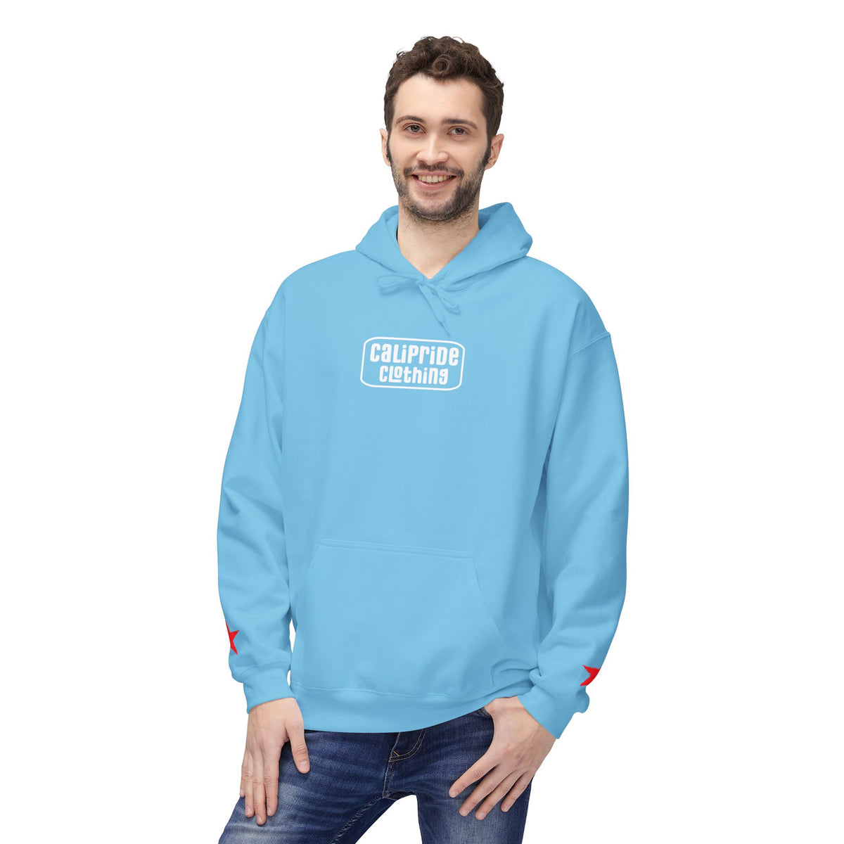 Surf & Beach Collection - CA State Bear Graphic Hoodie, White logo - CaliPride Clothing