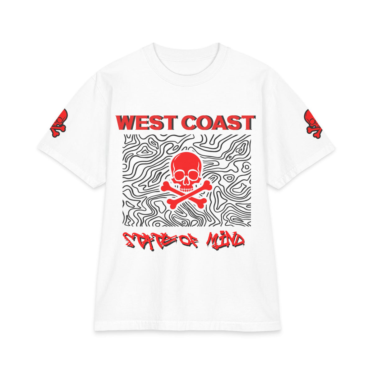 Urban Underground Collection | Topograpic Skull Graphic Tee — 3 way graphics, CaliPride Clothing Streetwear