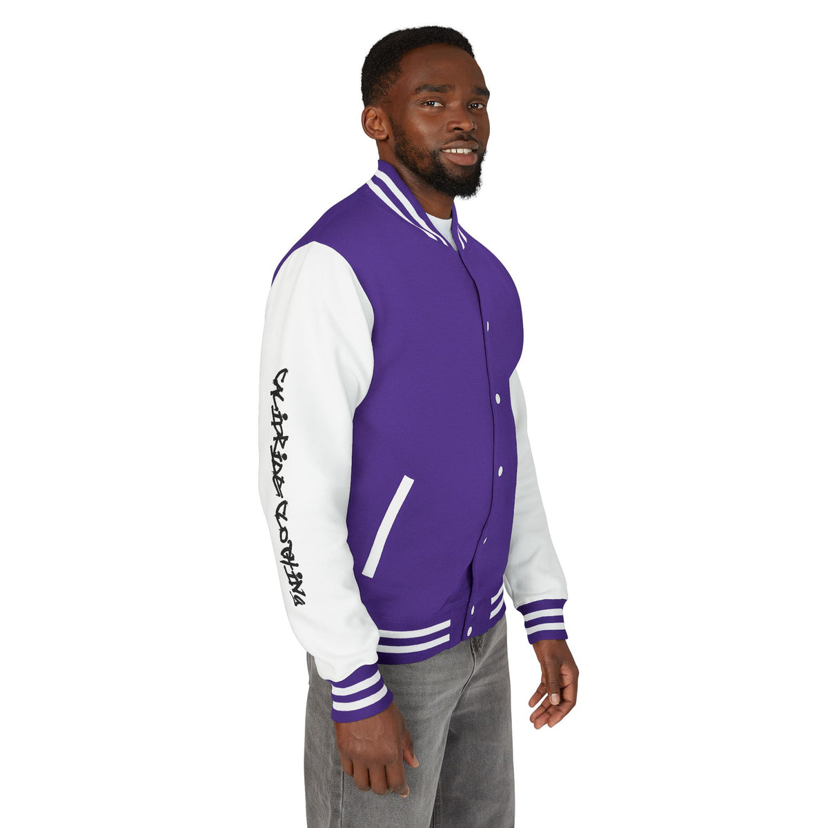 Urban Underground Collection - Savage Vibe, Bone Drop Graphic Letterman Jacket | CaliPride Clothing