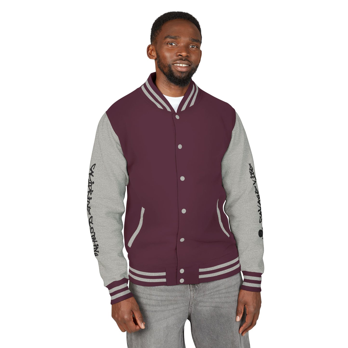 Urban Underground Collection - Savage Vibe, Bone Drop Graphic Letterman Jacket | CaliPride Clothing