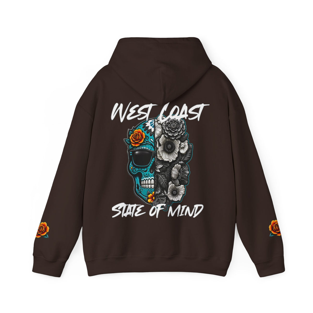 Urban Underground Collection | West Coast State of Mind - Floral & Turquoise Sugar Skull Hoodie | CaliPride Clothing