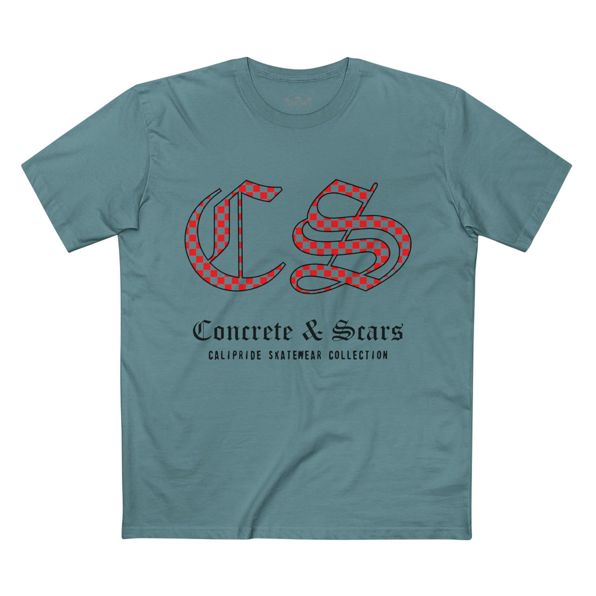 Concrete & Scars Collection - Checkered Old English, Graphic T-Shirt — CaliPride Clothing