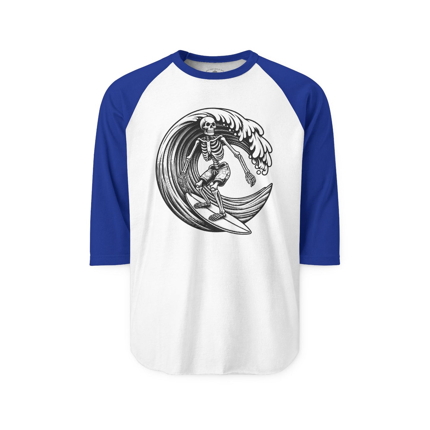 Surf & Skate Collection - Solo Swellen, Vintage Skeleton Graphic Raglan Tee — CaliPride Clothing