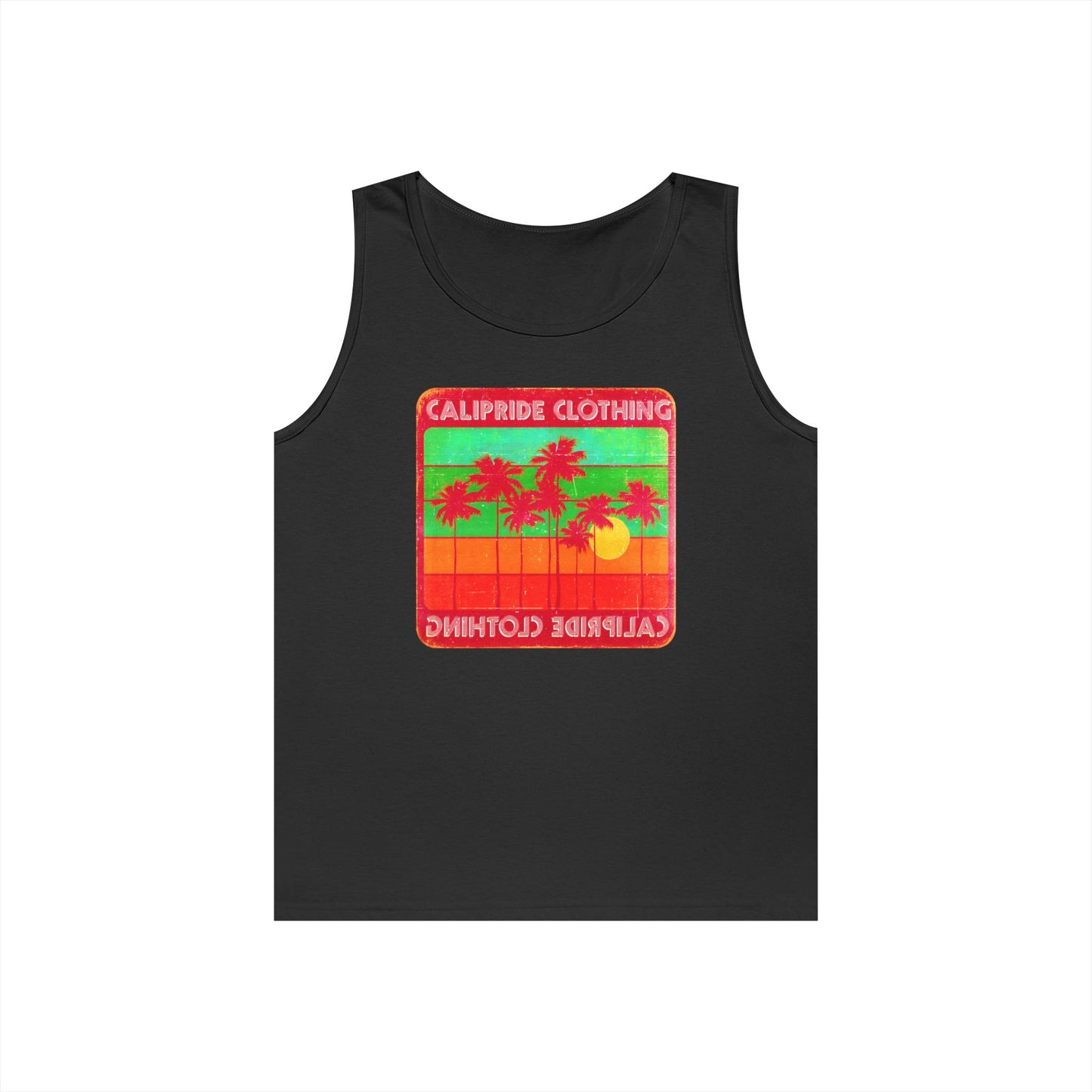 Retro Sun and Palms Silhouette Graphic Tank Top