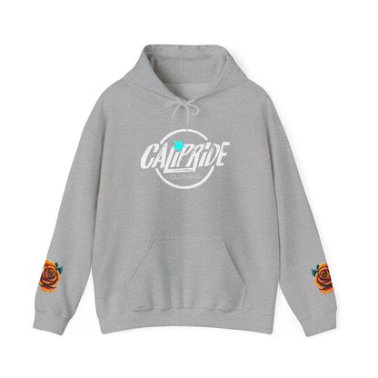 'West Coast State of Mind' Floral half Skull, turquoise, Graphic Hoodie - CaliPride Clothing