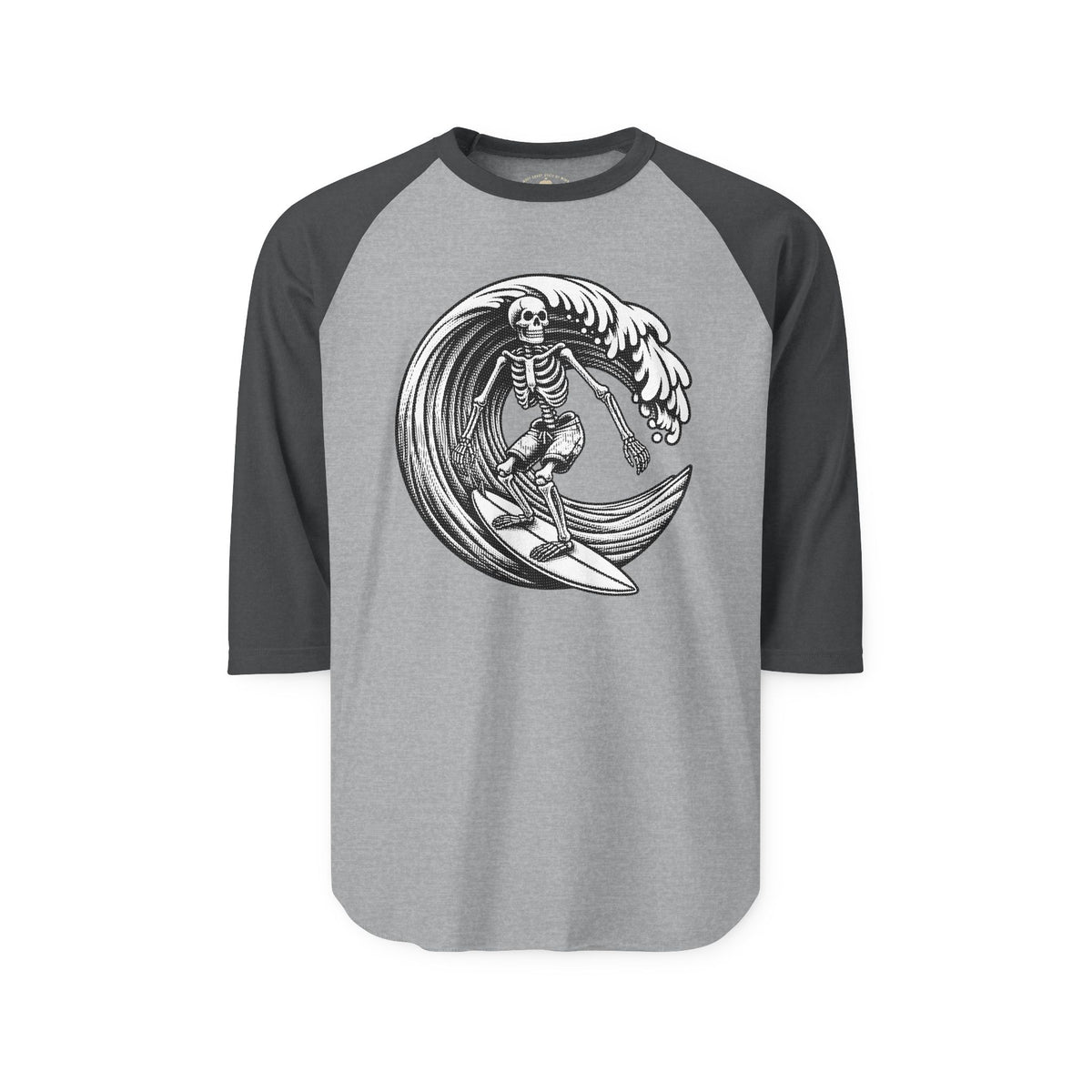 Surf & Skate Collection - Solo Swellen, Vintage Skeleton Graphic Raglan Tee — CaliPride Clothing