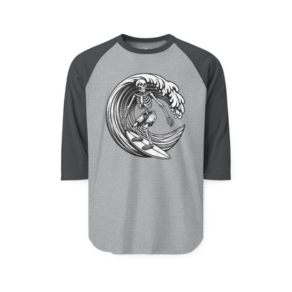 Surf & Skate Collection - Solo Swellen, Vintage Skeleton Graphic Raglan Tee — CaliPride Clothing