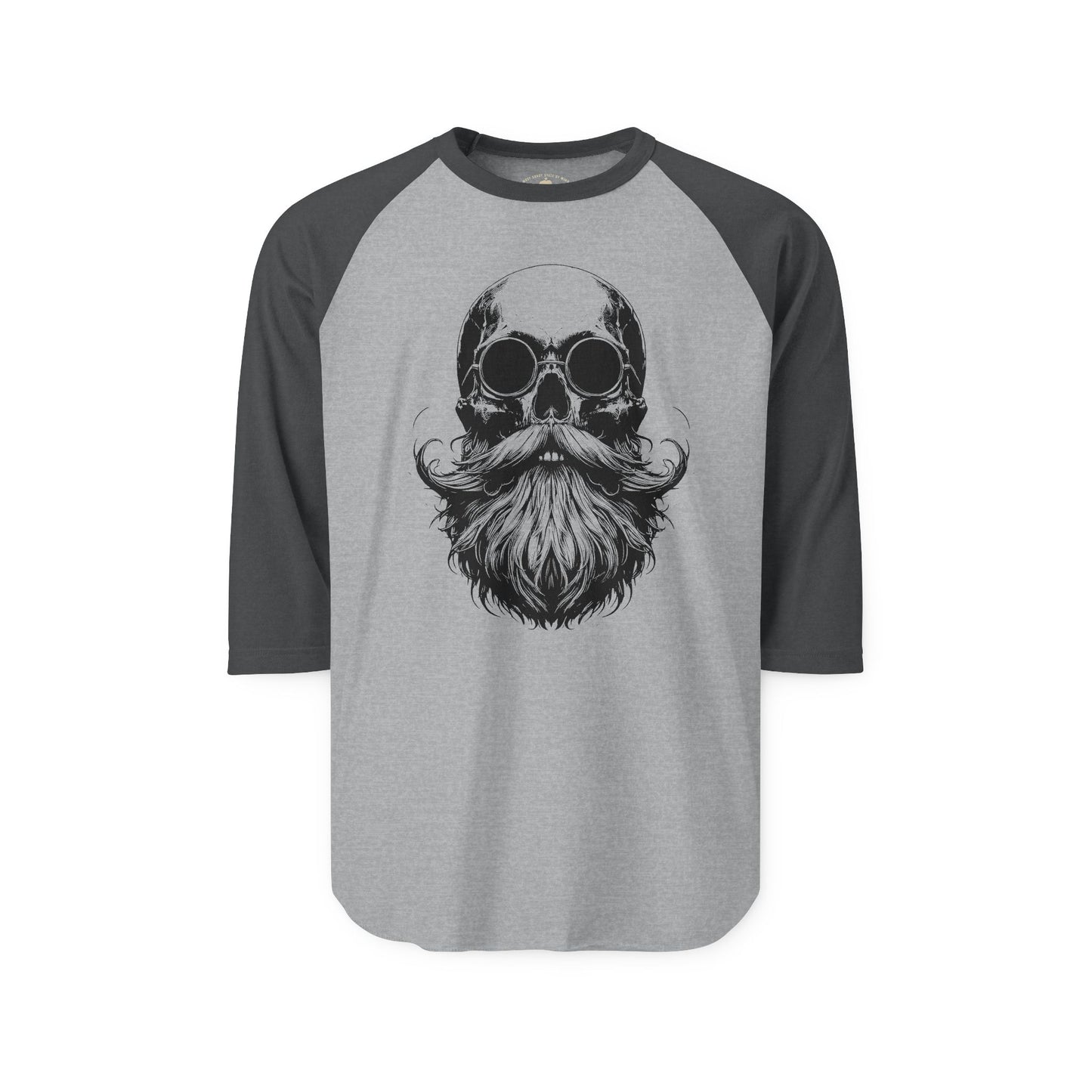 Pacific Works Collection - Raglan, Vintage Bearded Skull Graphic Raglan Tee — CaliPride Clothing