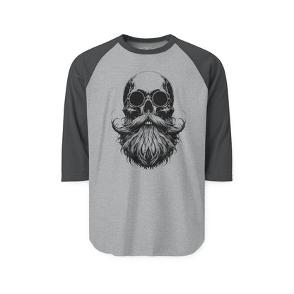 Pacific Works Collection - Raglan, Vintage Bearded Skull Graphic Raglan Tee — CaliPride Clothing