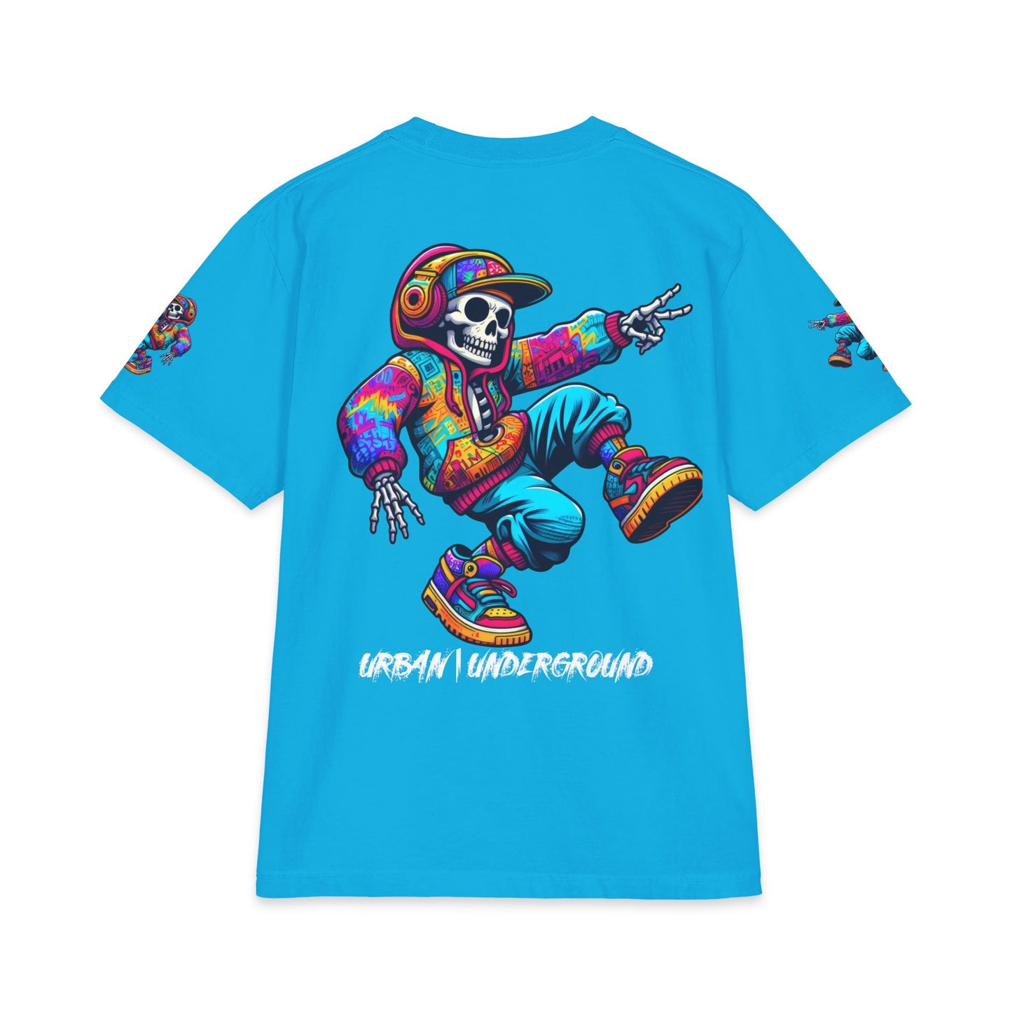 Urban Underground Collection - Neon Drip, Skeleton Jam, Graphic 4-way T Shirt - CaliPride Clothing