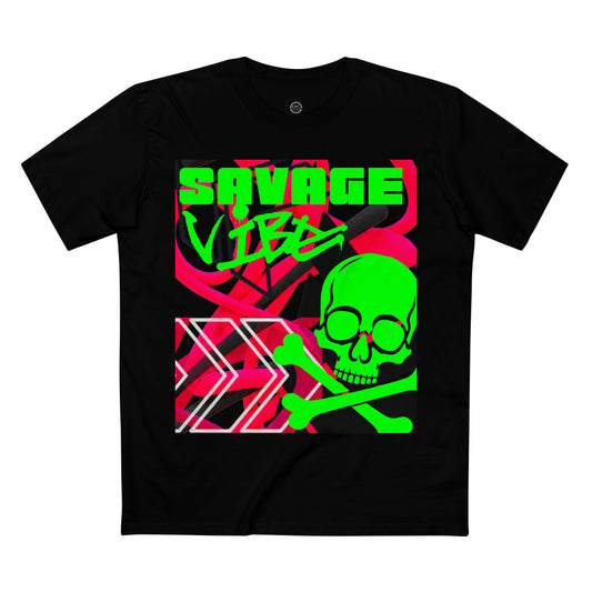 Urban Underground Collection | Savage Vibe series - Skull Trax, Neon Green & Pink, Premium Graphic Tee — CaliPride Clothing