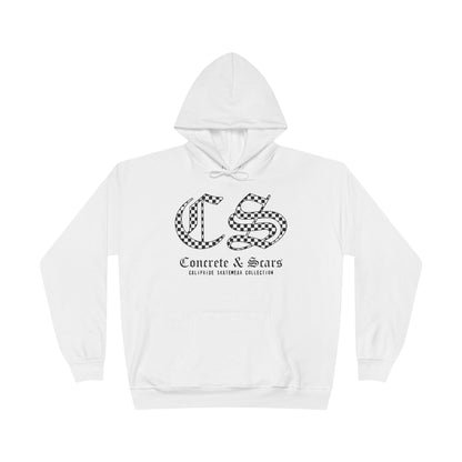 Concrete & Scars Collection - Checkered Old English, Graphic Hoodie — CaliPride Clothing