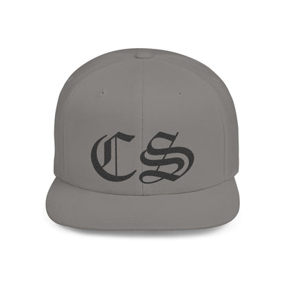 Concrete & Scars Skatewear Collection - CS Old English Embroidered, black logo, Hat | Flat Bill Snapback - CaliPride Clothing