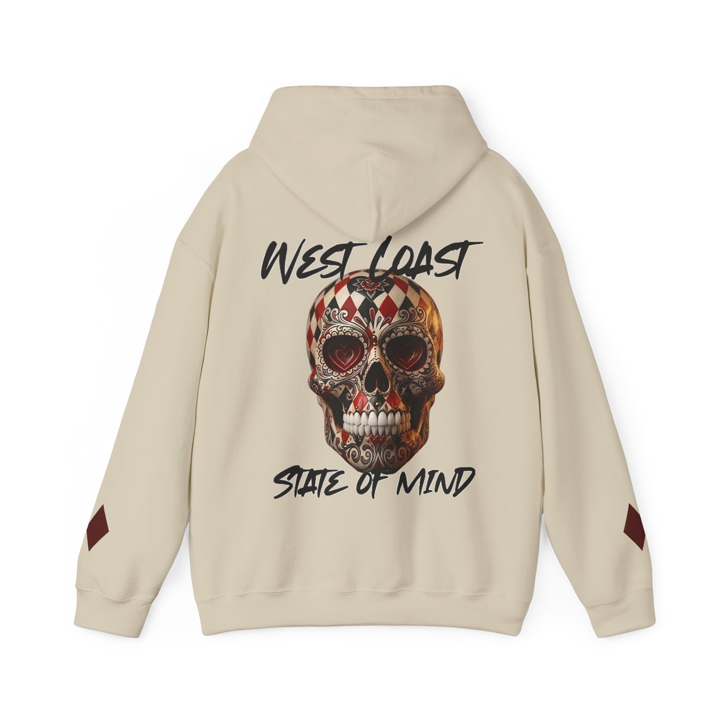 Urban Underground Collection | West Coast State of Mind - Diamond & Hearts Sugar Skull Hoodie - CaliPride Clothing