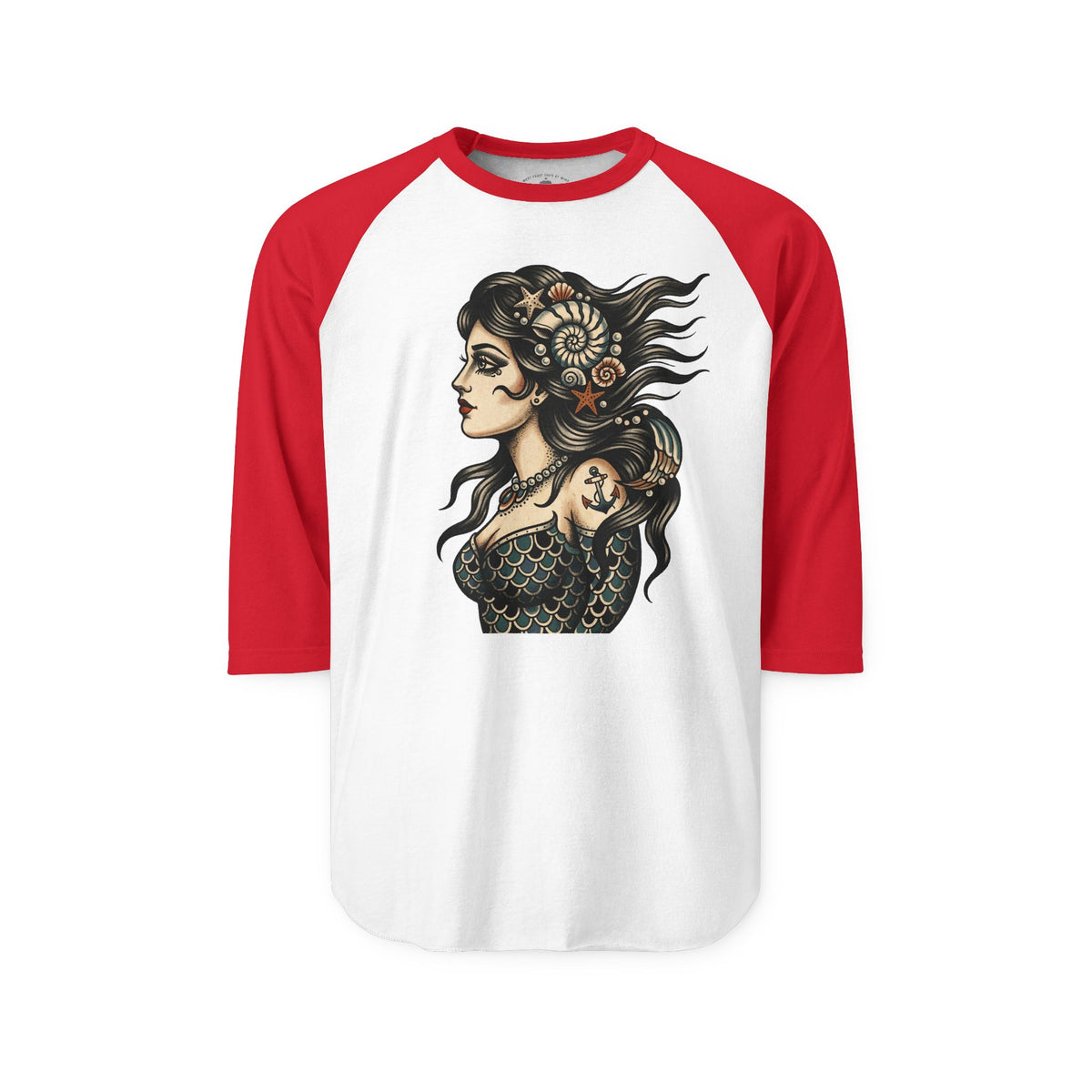 Pacific Works Collection - Raglan, Vintage Mermaid Graphic Raglan Tee — CaliPride Clothing