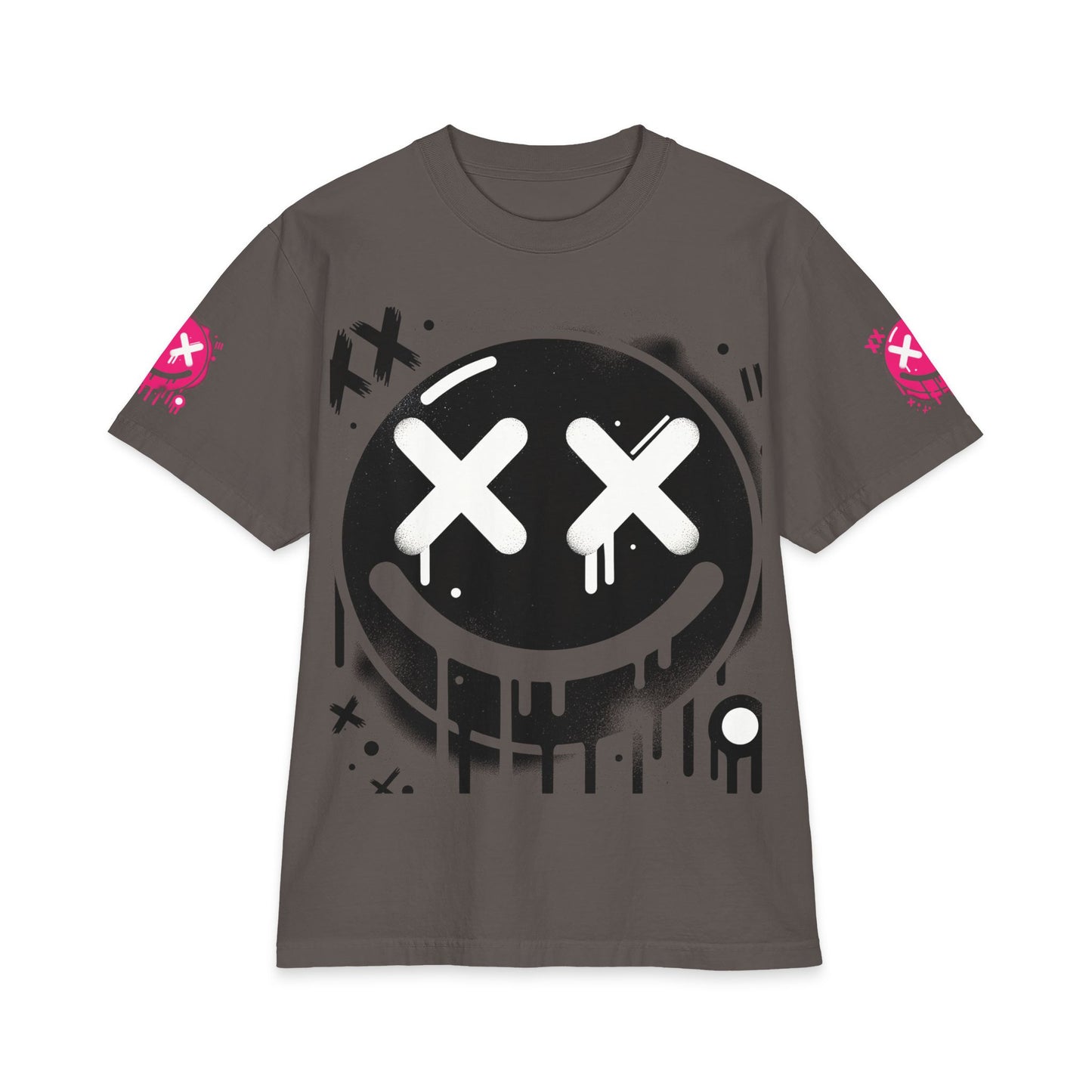 Urban Underground Collection - Neon Drip, X'd Out Smiley, Graphic 4-way T Shirt - CaliPride Clothing