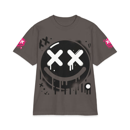 Urban Underground Collection - Neon Drip, X'd Out Smiley, Graphic 4-way T Shirt - CaliPride Clothing