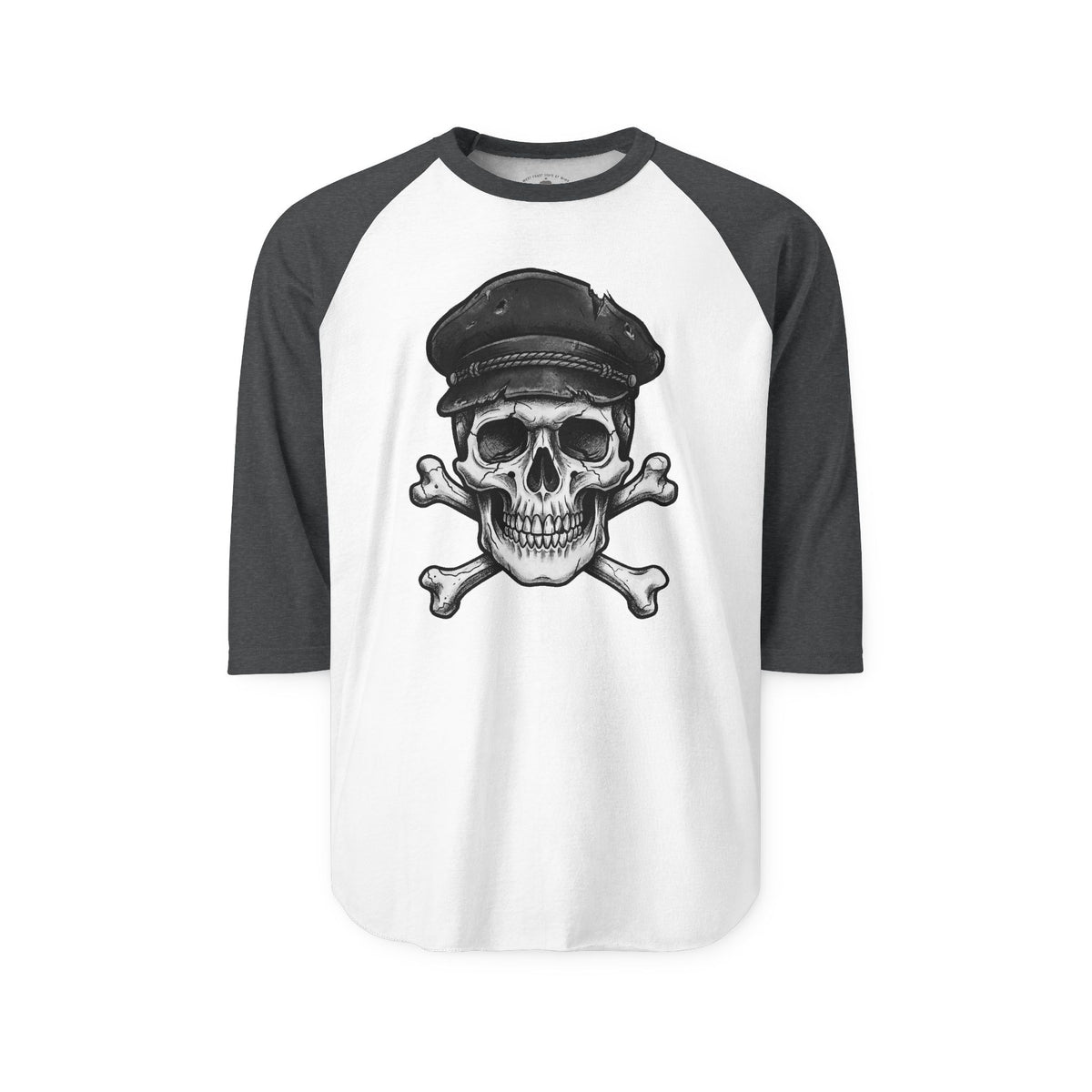 Pacific Works Collection - Raglan, Crossbones Sailor, Vintage Skeleton Graphic Raglan Tee — CaliPride Clothing