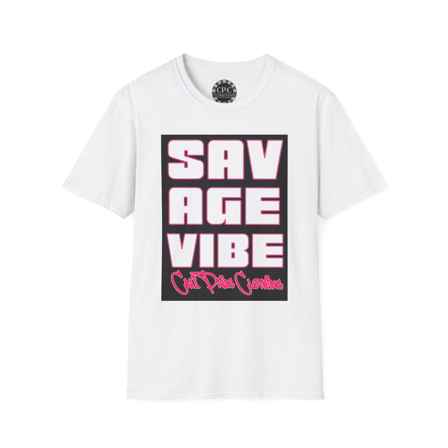 "Savage Vibe Graffiti Block" Series, Neon Pink outlined logo w black — CaliPride Clothing