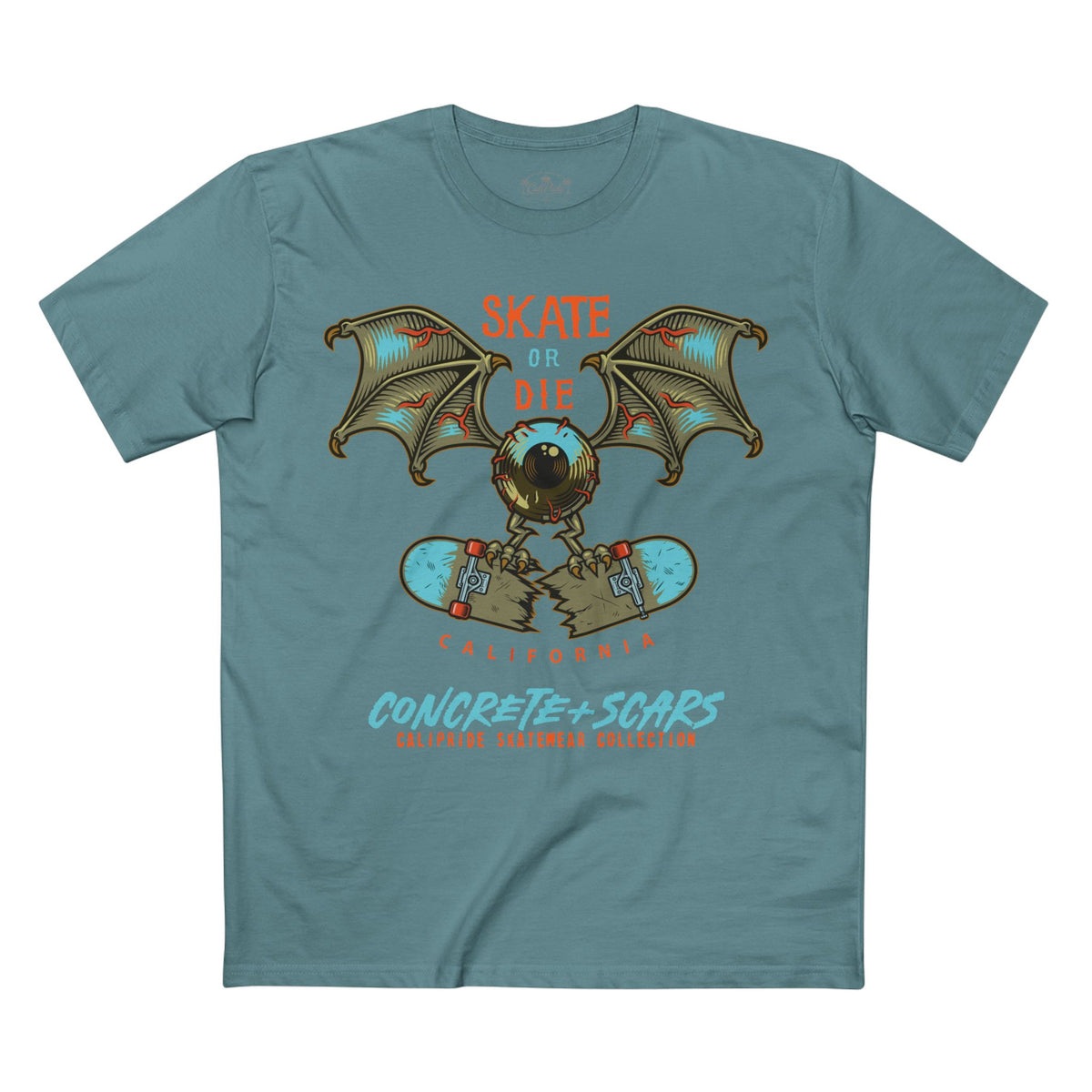 Concrete & Scars Collection - Skate or Die Crazy Eye, Graphic T-Shirt — CaliPride Clothing