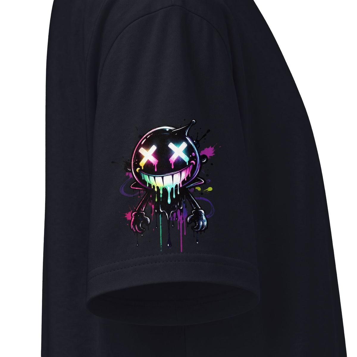 Urban Underground Collection - Neon Drip Smiley, Graphic 4-way T Shirt - CaliPride Clothing
