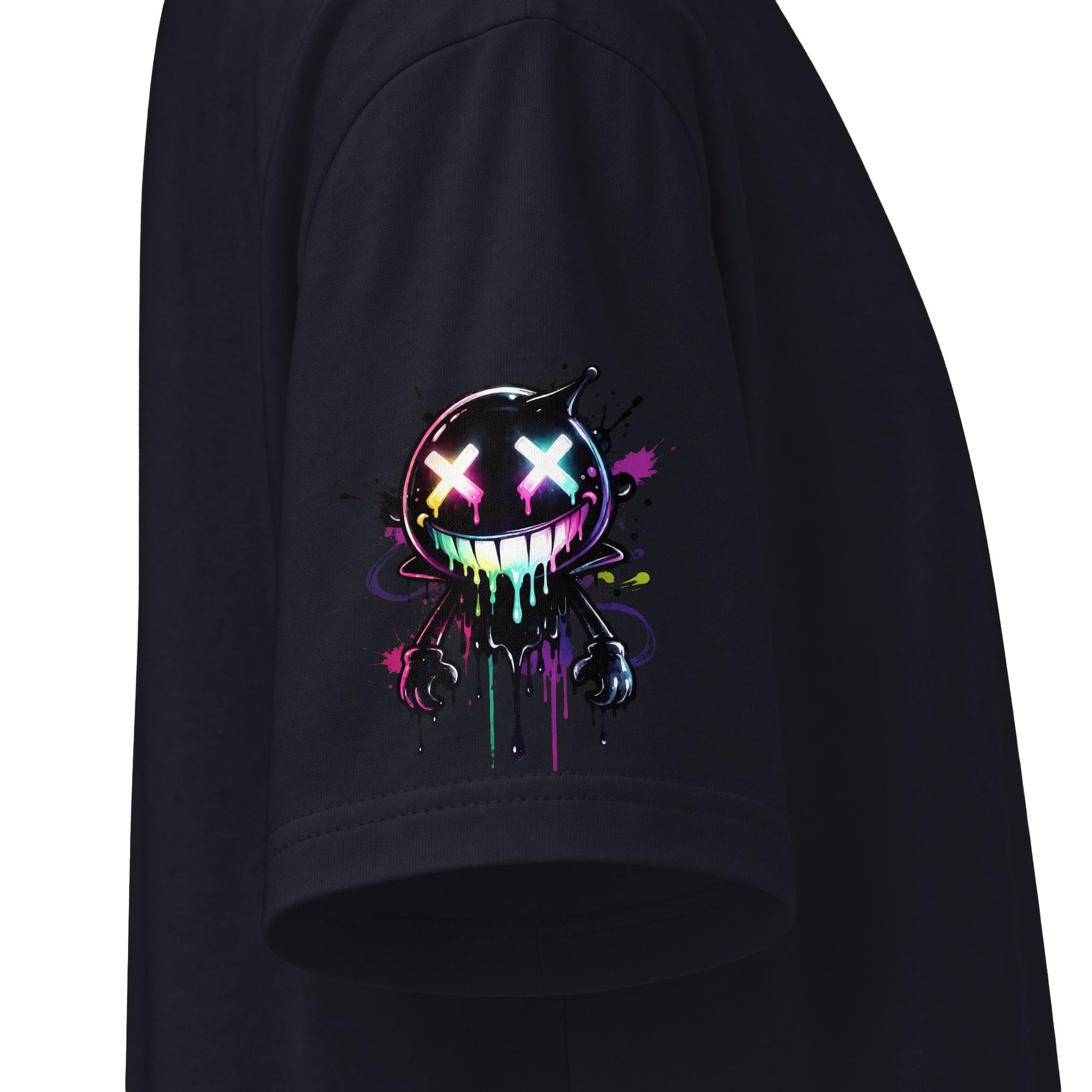 Urban Underground Collection - Neon Drip Smiley, Graphic 4-way T Shirt - CaliPride Clothing