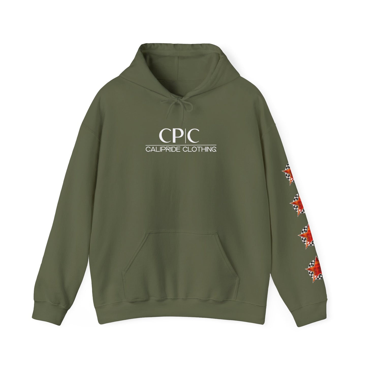 Skater Silhouette Sweatshirt, Red Plaid w Stars | CaliPride Clothing